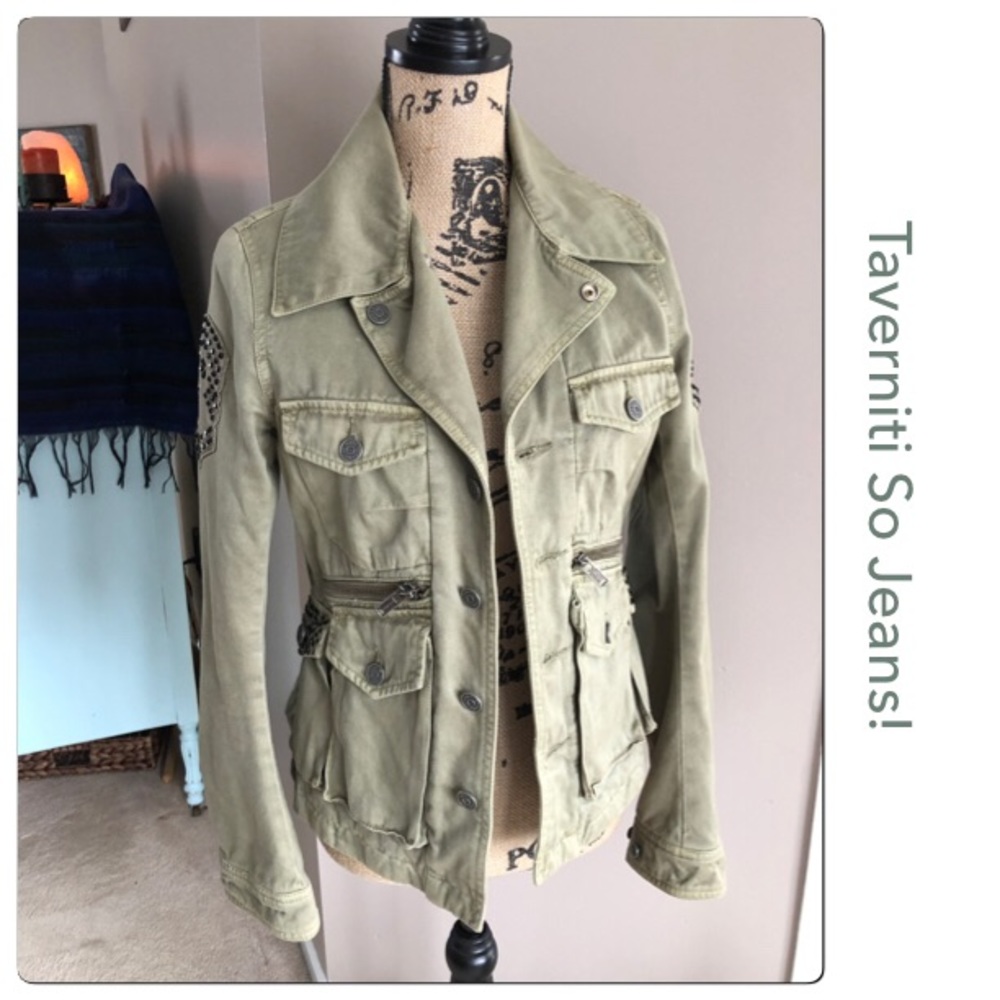 Taverniti So Jeans Olive Denim Military Jacket
